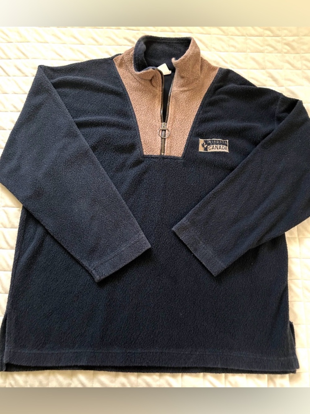 Vintage cityscape Niagara Falls Canada 1/4 zip fleece pullover Mens XL